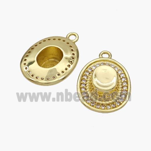 Hat Charms Copper Pendant Pave Zirconia Gold Plated