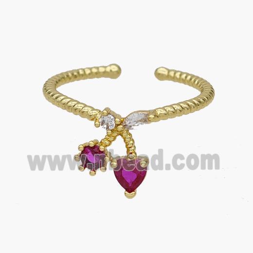 Copper Rings Pave Zirconia Cherry Gold Plated