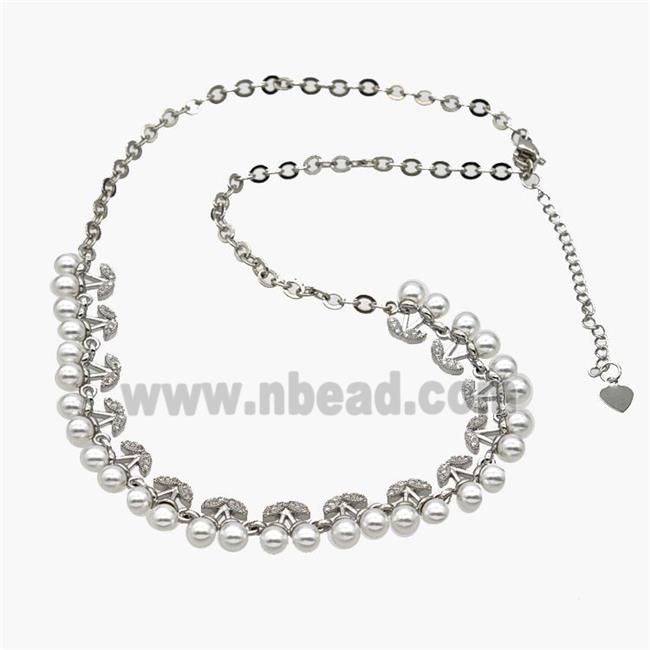 Copper Cherry Necklace Pave Pearlized Resin Platinum Plated