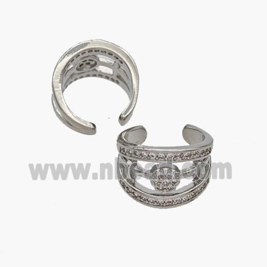 Copper Clip Earrings Pave Zirconia Platinum Plated