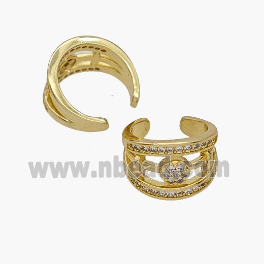 Copper Clip Earrings Pave Zirconia Gold Plated