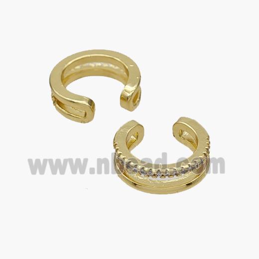 Copper Clip Earrings Pave Zirconia Gold Plated
