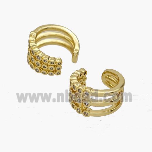 Copper Clip Earrings Pave Zirconia Gold Plated