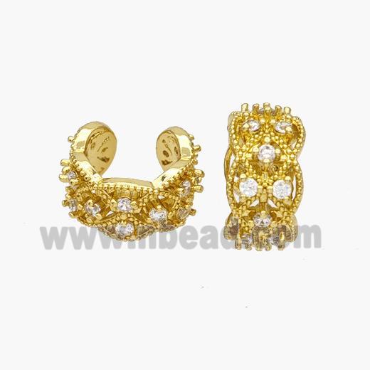 Copper Clip Earrings Pave Zirconia Gold Plated