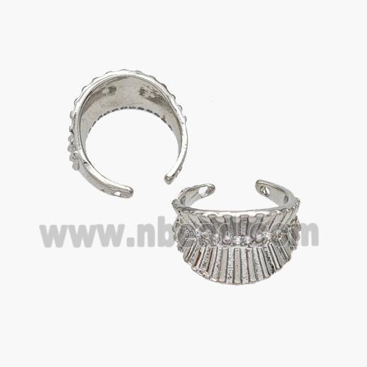 Copper Clip Earrings Pave Zirconia Platinum Plated