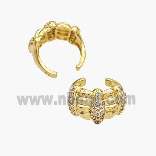 Copper Clip Earrings Pave Zirconia Gold Plated