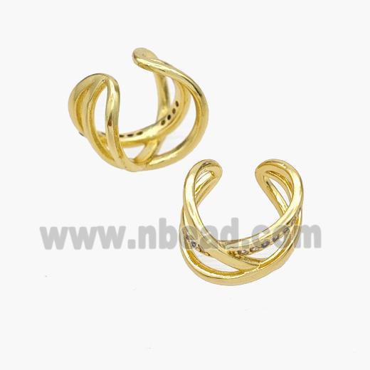 Copper Clip Earrings Pave Zirconia Gold Plated