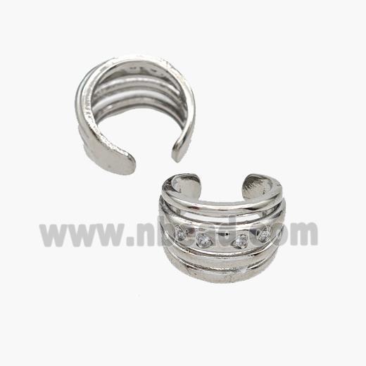 Copper Clip Earrings Pave Zirconia Platinum Plated