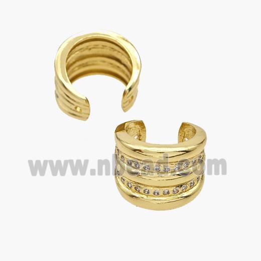 Copper Clip Earrings Pave Zirconia Gold Plated