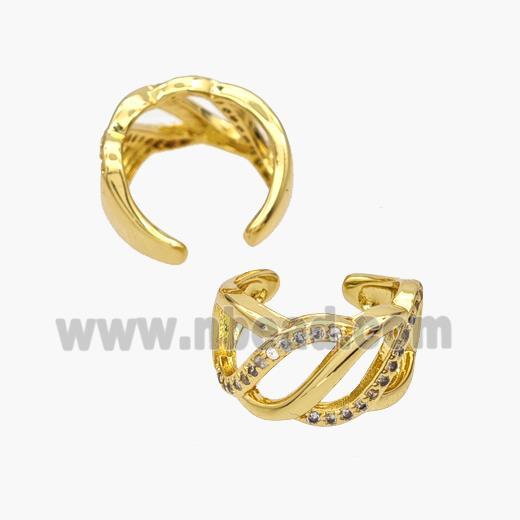 Copper Clip Earrings Pave Zirconia Gold Plated