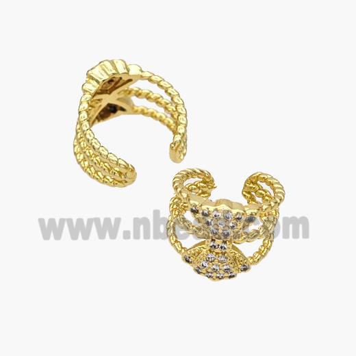 Copper Clip Earrings Pave Zirconia Gold Plated