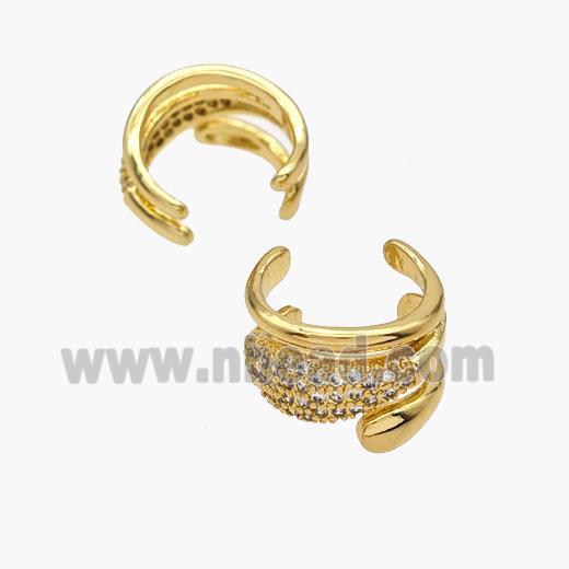 Copper Clip Earrings Pave Zirconia Gold Plated