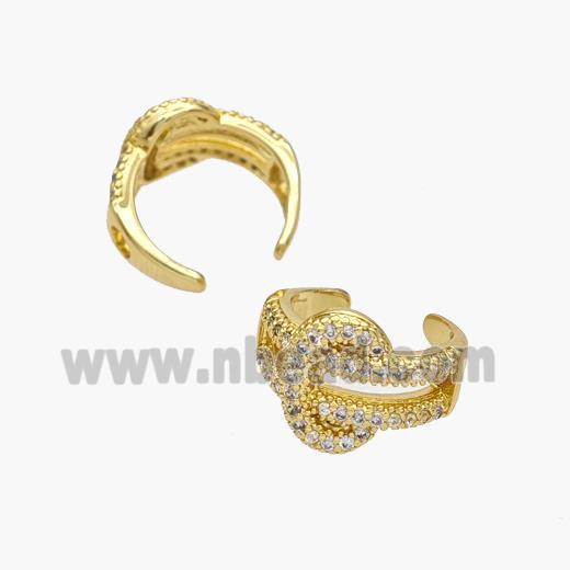 Copper Clip Earrings Pave Zirconia Gold Plated