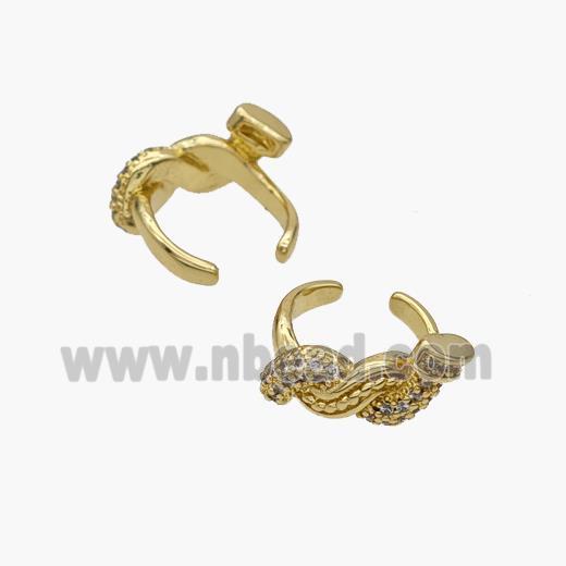 Copper Clip Earrings Pave Zirconia Gold Plated