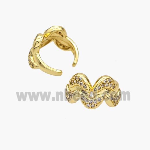 Copper Clip Earrings Pave Zirconia Gold Plated