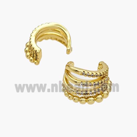 Copper Clip Earrings Pave Zirconia Gold Plated