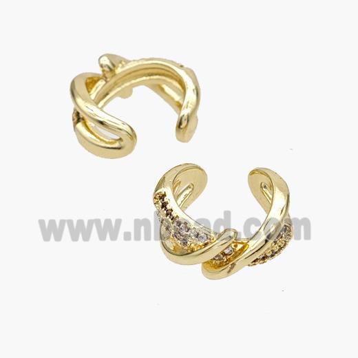 Copper Clip Earrings Pave Zirconia Gold Plated