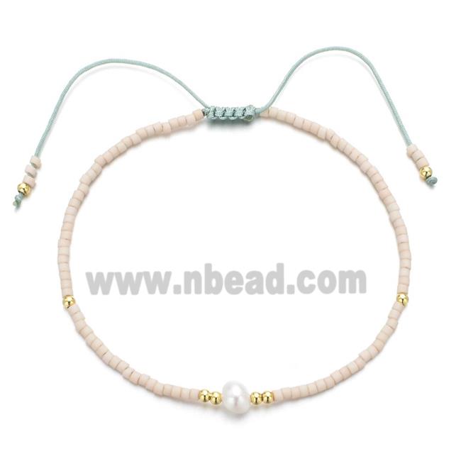 handmade miyuki glass Bracelet with Pearl, adjustable