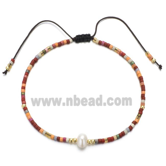 handmade miyuki glass Bracelet with Pearl, adjustable