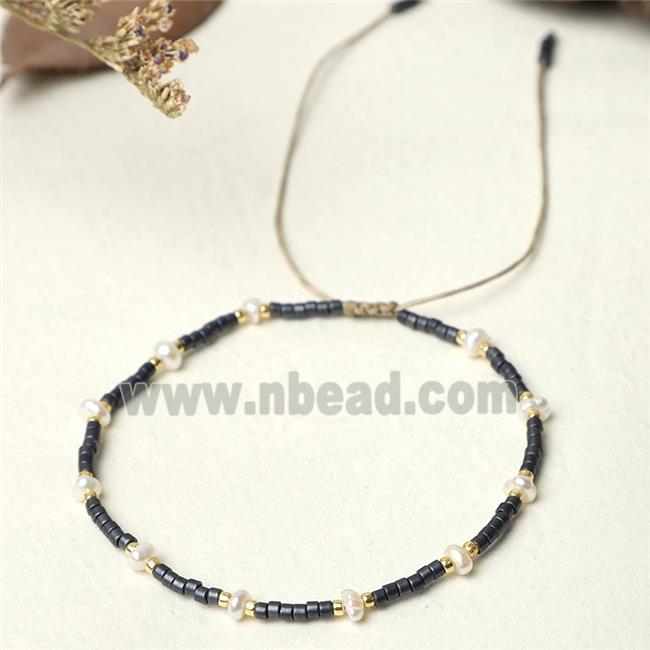 handmade miyuki glass Bracelet with Pearl, adjustable