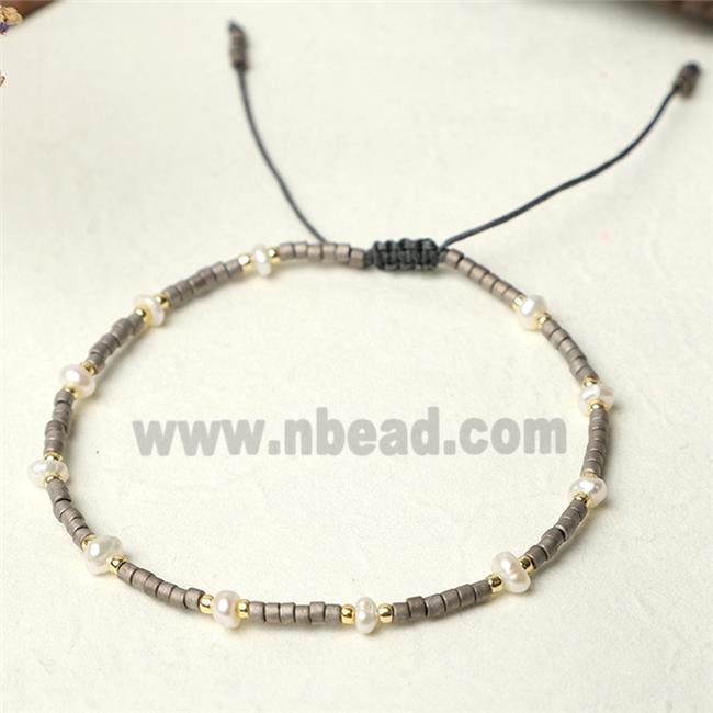 handmade miyuki glass Bracelet with Pearl, adjustable