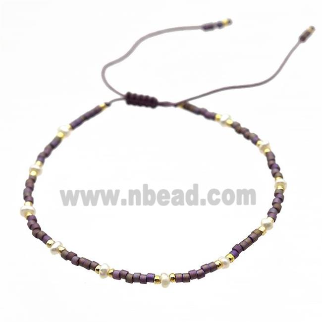 handmade miyuki glass Bracelet with Pearl, adjustable
