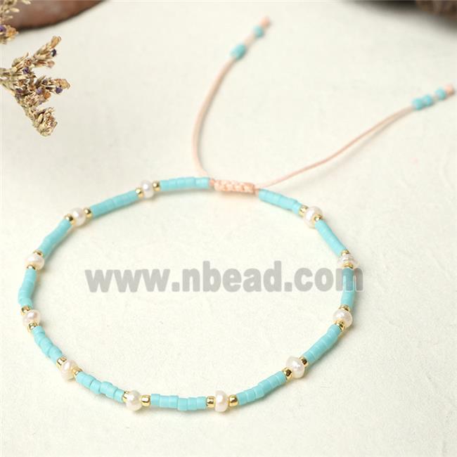 handmade miyuki glass Bracelet with Pearl, adjustable