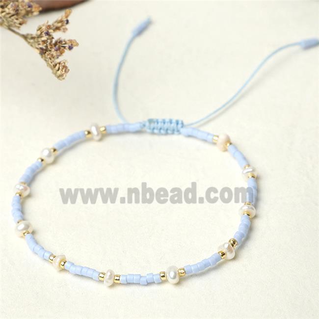 handmade miyuki glass Bracelet with Pearl, adjustable