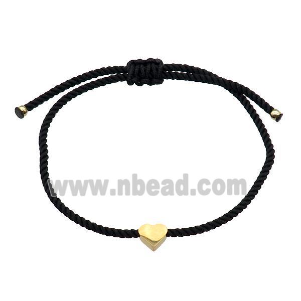 Black Nylon Bracelet Heart Adjustable