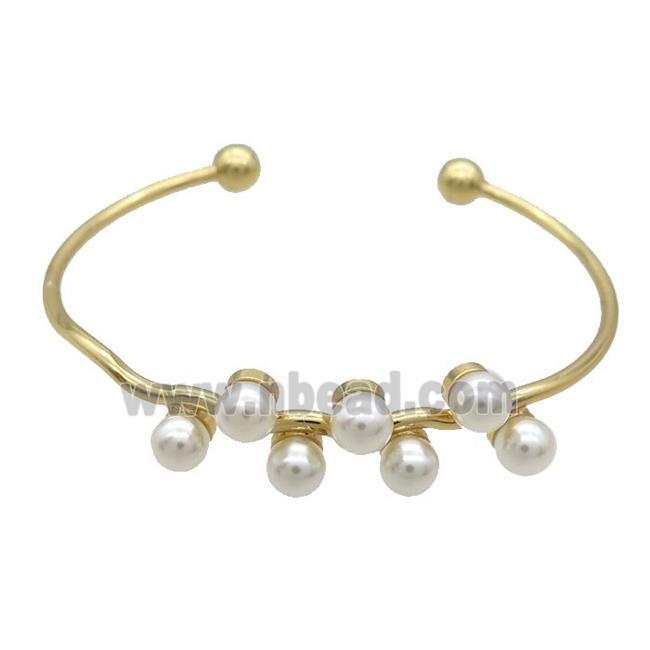 Copper Bangle Pave Pearlized Glass Gold Plated