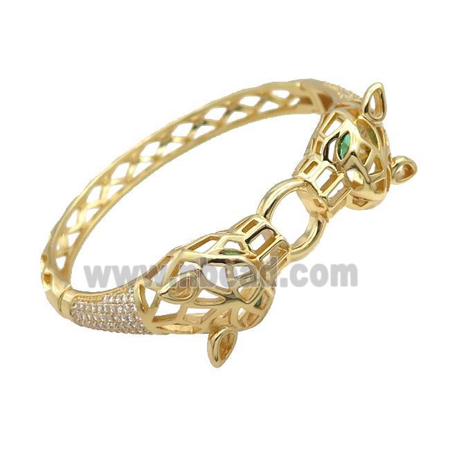 Copper Bangle Pave Zircon Leopard Gold Plated