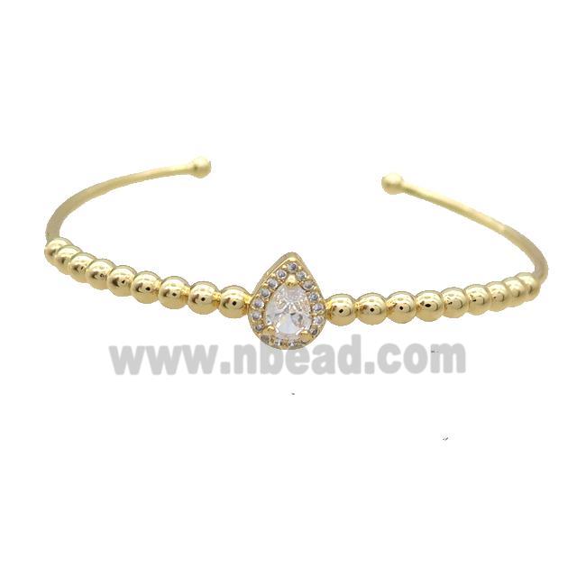 Copper Bangle Pave Clear Crystal Gold Plated