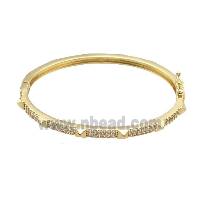 Copper Bangle Pave Zircon Gold Plated