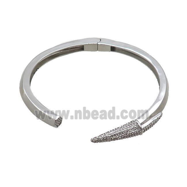 Copper Bangle Pave Zircon Platinum Plated