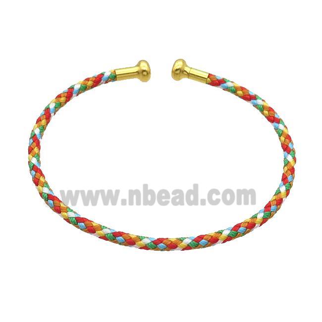 Copper Bangle Multicolor Nylon Wire Wrapped Gold Plated