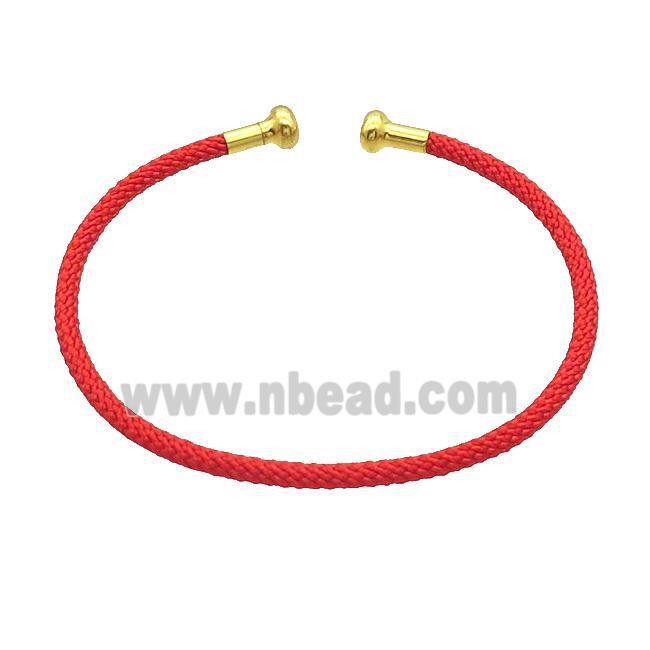 Copper Bangle Red Nylon Wire Wrapped Gold Plated