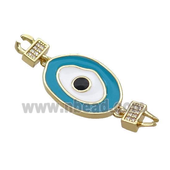 Copper Connectore Pave Zircon Teal Enamel Eye Gold Plated