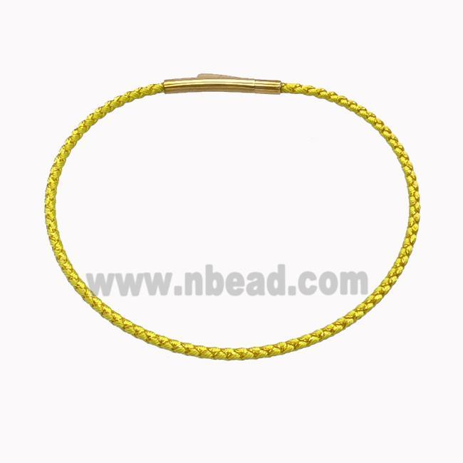 Yellow Nylon Cord Bracelet With Stainless Steel Clasp