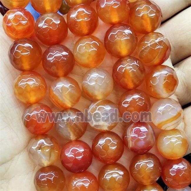 red Agate Beads, faceted round