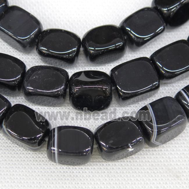 black Agate beads, faceted cuboid
