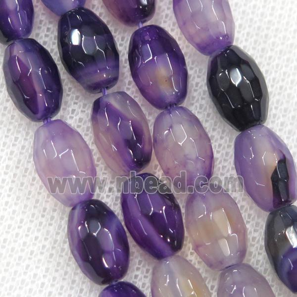 purple Agate beads, faceted barrel