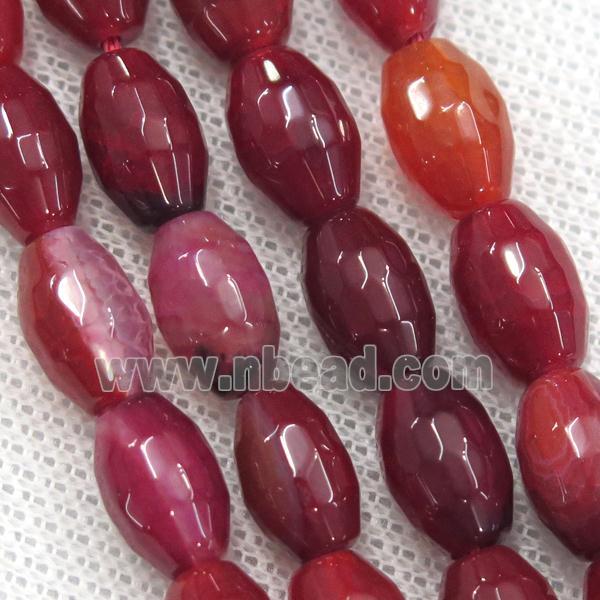 red Agate beads, faceted barrel