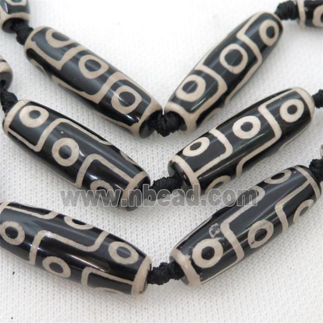 white black Tibetan Dzi Agate rice beads, eye
