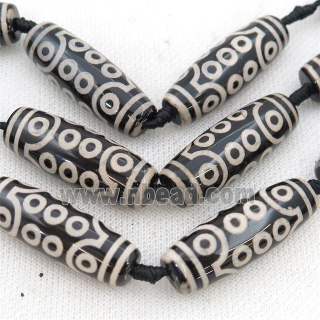 white black Tibetan Dzi Agate rice beads, 21eyes