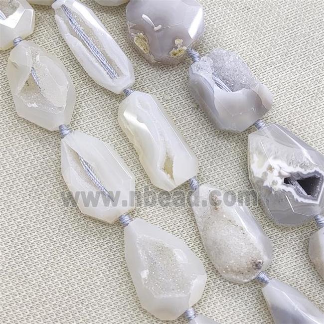 white Agate Geode Druzy Beads, freeform
