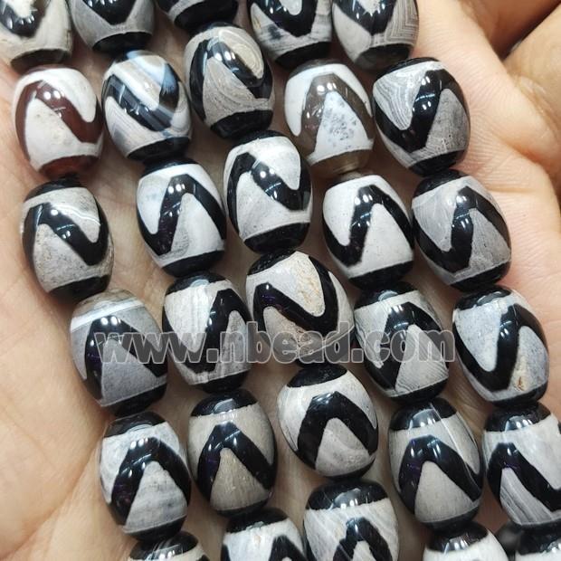 Tibetan Agate barrel Beads wave