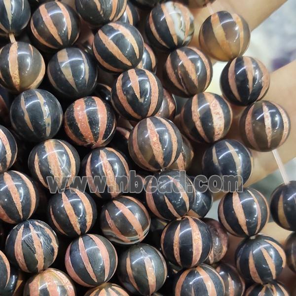 Tibetan Agate Beads pumpkin Smooth Round