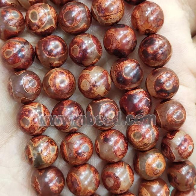 Red Tibetan Agate Round Beads Eye Smooth