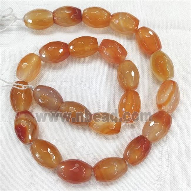 Natural Red Carnelian Beads Faceted Barrel