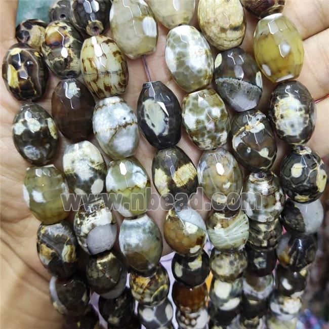 Fire Agate Barrel Beads Faceted